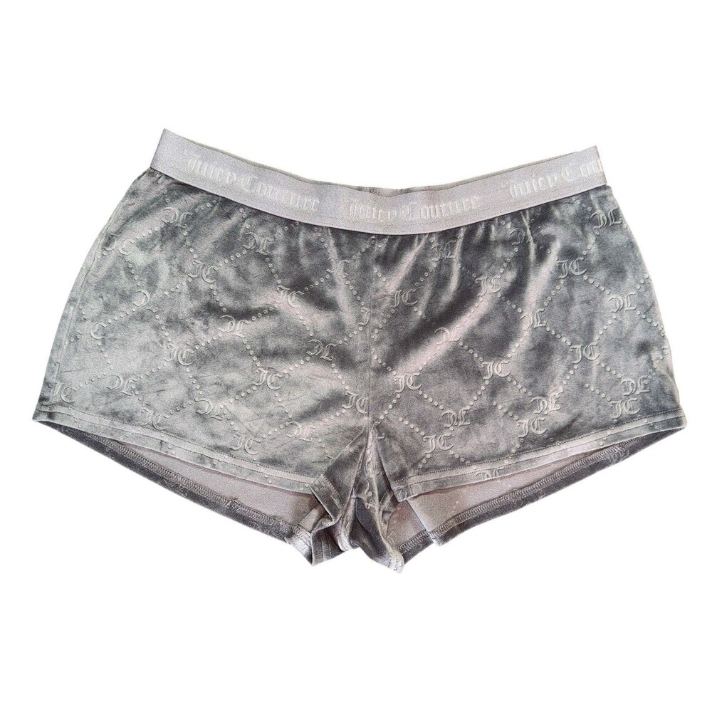 Juicy Couture Velour Womens L Gray Sleepwear Shorts Y2K Glam